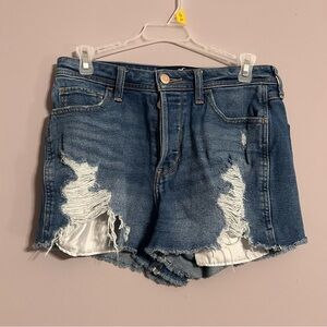Distressed Denim Blue Shorts